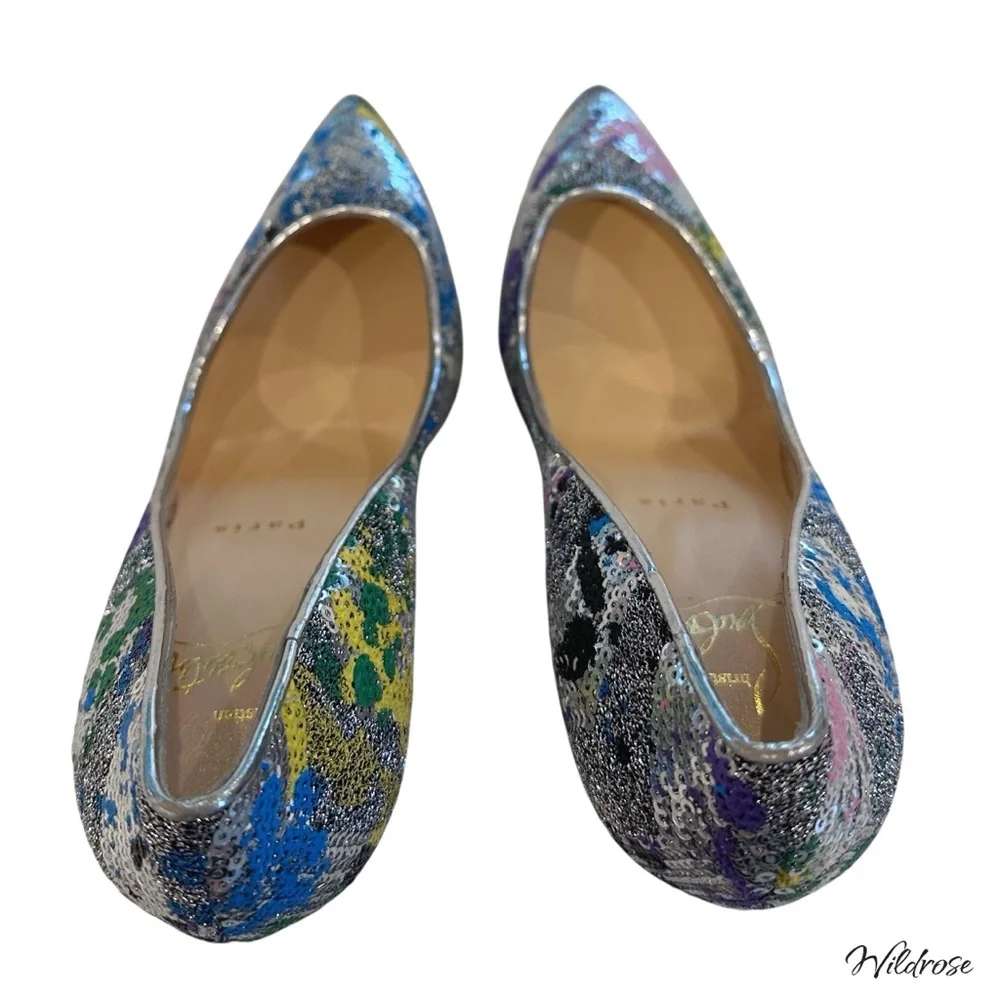 💫 Christian Louboutin Sequins Galativi 100 “Version Diva” Heels SZ 35.5 US 5.5 💫 - Picture 5 of 16